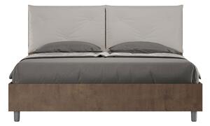 Letto Matrimoniale 160x190 cm Senza Rete Struttura Noce con Cuscini in Similpelle Egos Appia Tortora