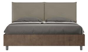 Letto Matrimoniale 160x190 cm Senza Rete Struttura Noce con Cuscini in Similpelle Egos Appia Cappuccino