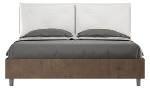 Letto Matrimoniale 160x190 cm Senza Rete Struttura Noce con Cuscini in Similpelle Egos Appia Bianco