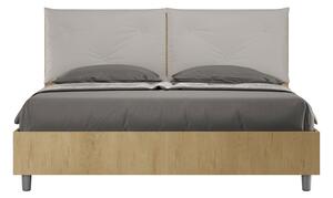 Letto Matrimoniale 160x190 cm Senza Rete Struttura Quercia con Cuscini in Similpelle Egos Appia Tortora