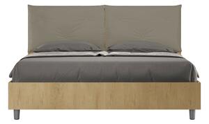 Letto Matrimoniale 160x190 cm Senza Rete Struttura Quercia con Cuscini in Similpelle Egos Appia Cappuccino