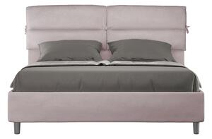 Letto Matrimoniale 160x200 cm con Rete e Contenitore con Testata e Alzata Comoda Imbottito in Microfibra Nandy Glicine