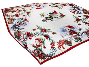 Tovaglia natalizia con elfi intrecciata con lurex