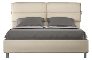 Letto Matrimoniale 160x210 cm con Rete e Contenitore con Testata e Alzata Comoda Imbottito in Similpelle Nandy Tortora