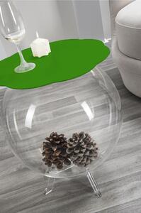 Tavolino, comodino contenitore. In plexiglass con ripiano in PMMA Dimensioni 40x40x h 46 cm, Corpo Trasparente ripiano Verde