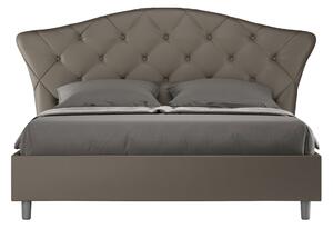 Letto Matrimoniale 160x200 cm Senza Rete con Testata Imbottito in Similpelle Langre Cappuccino