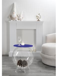 Tavolino, comodino contenitore. In plexiglass con ripiano in PMMA Dimensioni 40x40x h 46 cm, Corpo Trasparente ripiano Blu