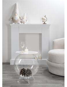 Tavolino, comodino contenitore. In plexiglass con ripiano in PMMA Dimensioni 40x40x h 46 cm, Corpo Trasparente ripiano Bianco