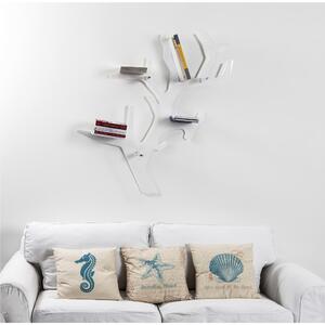Libreria da parete in Plexiglass tagliato al laser KORAL Dimensioni 110x20x h110 cm Portata max: 15 kg colore Bianco