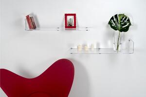 Mensola In Plexiglass Trasparente LEFT Dimensioni 76x20x h 12,5 cm - Portata Max 4 kg ideale camere da letto o angoli di casa colore trasparente