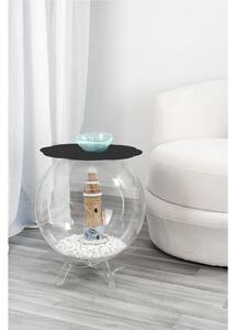 Tavolino, comodino contenitore. In plexiglass con ripiano in PMMA Dimensioni 40x40x h 46 cm, Corpo Trasparente ripiano Nero