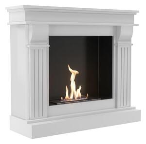 Camino Bioetanolo AUGUST T�V Bianco - Altezza 97.9 cm, Dimensioni 115x36x97.9 cm, Materiale Certificato, Sicurezza T�V