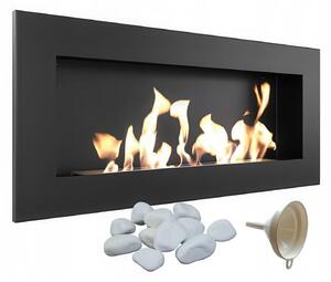Camino Bioetanolo Parete DELTA2 SLIM T�V - Nero, Acciaio, Dimensioni 90x40x10.3 cm, Altezza 14.52 kg