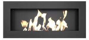 Camino a Bioetanolo da Parete DELTA SLIM T�V Nero - Dimensioni 90x10.3x40 cm, Acciaio, Nero
