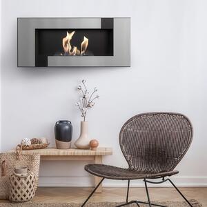 Camino a Bioetanolo da Parete DELTA 2 QUBE T�V - Lucido Nero, 90x14.2x40 cm, Materiale di Alta Qualit�, Certificato ISO 9001:2015 e T�V