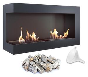 Biocamino Delta 900 Angolo Sinistro Nero - Altezza 48 cm, Dimensioni 90x28 cm, Acciaio, Vetro Opzionale, Aromaterapia