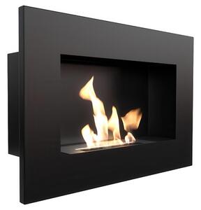 Camino a Bioetanolo da Parete DELTA Nero T�V - 60x14.2x40 cm, Peso 6.8 kg, Sicurezza Certificata, Design Moderno