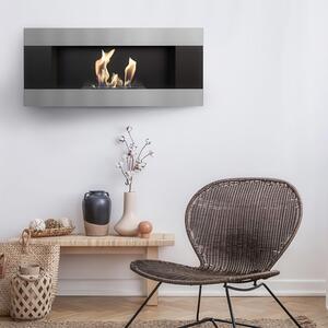 Camino Bioetanolo Parete DELTA2 T�V Nero - Altezza 40 cm, Dimensioni 90x14.2x40 cm, Materiale di Alta Qualit� - Sicurezza Certificata T�V