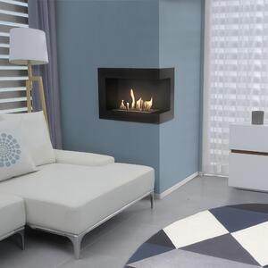 Camino Bioetanolo Delta 600 T�V da Parete o Incasso - Nero, Acciaio, Dimensioni 60x28x48 cm
