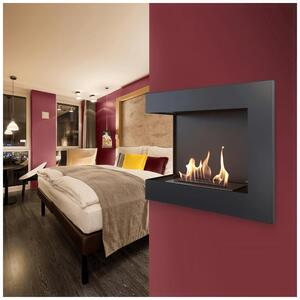 Camino Bioetanolo Parete DELTA 600 T�V Sinistra - Nero, Acciaio, Dimensioni 60x28x48 cm, Certificazione di Sicurezza, Ideale per Aromaterapia