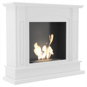 Camino Bioetanolo Bianco FEBRUARY T�V - 112x32.5x96.2 cm, 52 kg, Materiali di Alta Qualit�, Controllo Manuale della Fiamma, Certificato ISO 9001:2015 e T�V