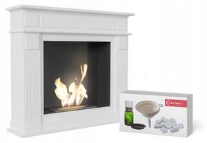 Camino Bioetanolo a Portale NOVEMBER T�V Bianco con Kit di Accessori - Altezza 101.3 cm, Dimensioni 115x29.5 cm, in Acciaio e MDF
