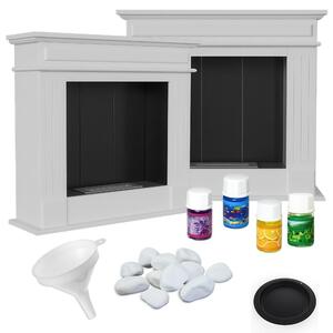 Biocamino November Regali Automontante - Bianco, 95x28x87 cm, BIOFUEL, Incluso Kit Aromaterapia
