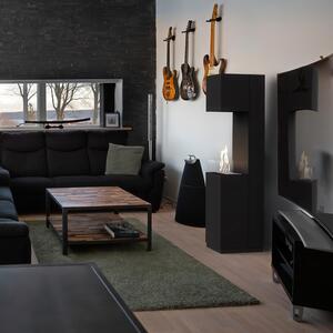 Camino Bioetanolo SIERRA T�V Nero con Vetro - Altezza 170 cm, Dimensioni 40.8x40.5 cm, Materiale Acciaio e MDF