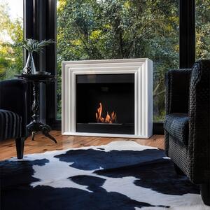 Camino Bioetanolo PLANET T�V Bianco - Altezza 98 cm, Dimensioni 115x33 cm, in Acciaio, con Accessori Aromaterapia