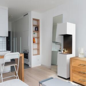 Camino Bioetanolo da Terra SIERRA T�V Bianco - Altezza 170 cm, Dimensioni 40.8x40.5 cm, Acciaio e MDF, Aromaterapia, Sicurezza Certificata
