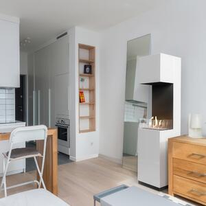 Camino Bioetanolo da Terra SIERRA T�V Bianco con Vetro - Altezza 170 cm, Dimensioni 40.8x40.5x170 cm, Acciaio e MDF