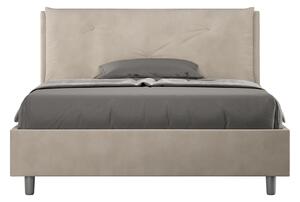 Letto Matrimoniale Francese 140x190 cm con Rete Imbottito in Microfibra Appia Large Sabbia