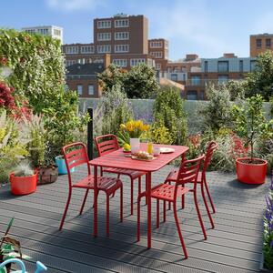 Tavolo da giardino Cafe in acciaio con piano in alluminio rosso per 4 persone 70x120cm