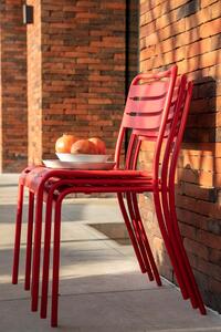Sedia da giardino senza cuscino Cafe in acciaio con seduta in acciaio rosso