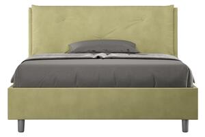 Letto Matrimoniale Francese 140x200 cm con Rete Imbottito in Microfibra Appia Large Tè Verde