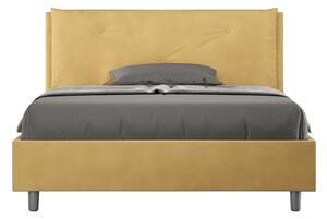 Letto Matrimoniale Francese 140x190 cm Senza Rete Imbottito in Microfibra Appia Large Ocra