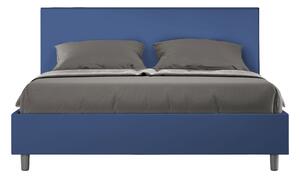 Letto Matrimoniale 160x190 cm Senza Rete Senza Testata Imbottito in Similpelle Adele Blu