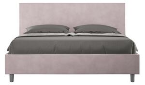 Letto Matrimoniale 160x200 cm con Rete e Contenitore Giroletto con Alzata Comoda Imbottito in Microfibra Adele Glicine
