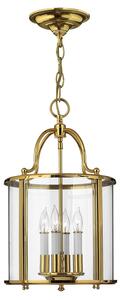 Lampadario Contemporaneo Gentry Ottone Lucido Vetro 4 Luci E14