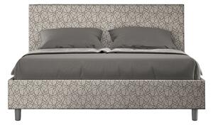 Letto Matrimoniale 160x200 cm con Rete e Contenitore Giroletto con Alzata Comoda Imbottito in Tessuto Era Adele Grigio