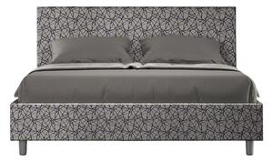 Letto Matrimoniale 160x190 cm con Rete e Contenitore Giroletto con Alzata Comoda Imbottito in Tessuto Era Adele Blu