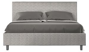 Letto Matrimoniale 160x190 cm con Rete e Contenitore Giroletto con Alzata Comoda Imbottito in Tessuto Aragona Adele Bianco