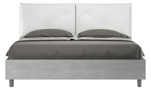 Letto Matrimoniale 160x190 cm Senza Rete Struttura Cemento con Cuscini in Similpelle Egos Appia Bianco