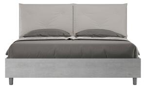 Letto Matrimoniale 160x190 cm Senza Rete Struttura Cemento con Cuscini in Similpelle Egos Appia Tortora