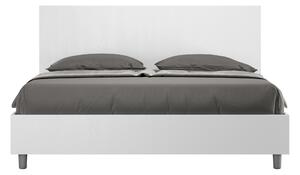 Letto Matrimoniale 160x190 cm con Rete e Contenitore Alzata Comoda Testata Dritta New Egos Bianco Frassino