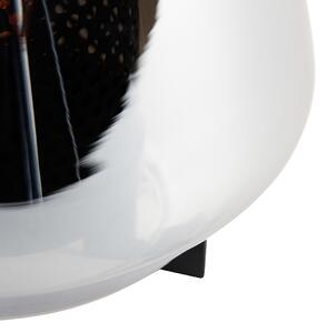 Lampada da tavolo Art Déco nera con vetro fumé 23 cm - Kevin