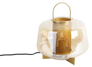 Lampada da tavolo Art Déco oro con vetro ambra 30 cm - Kevin