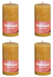 Bolsius Candele Rustiche Colonna Shine 4 pz 130x68 mm Giallo Favo