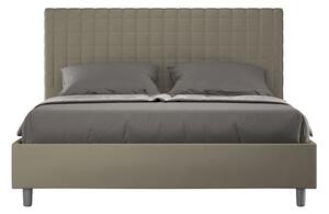 Letto Matrimoniale 160x190 cm con Rete e Contenitore con Testata e Alzata Comoda Imbottito in Similpelle Sunny Cappuccino