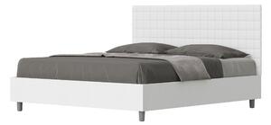 Letto Matrimoniale 160x190 cm con Rete e Contenitore Alzata Comoda Struttura Bianco Frassico e Testata in Similpelle Burmy Bianco